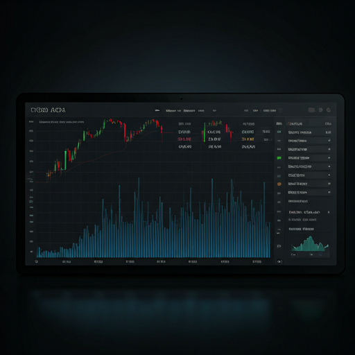 Stock market dashboard interface in dark mode